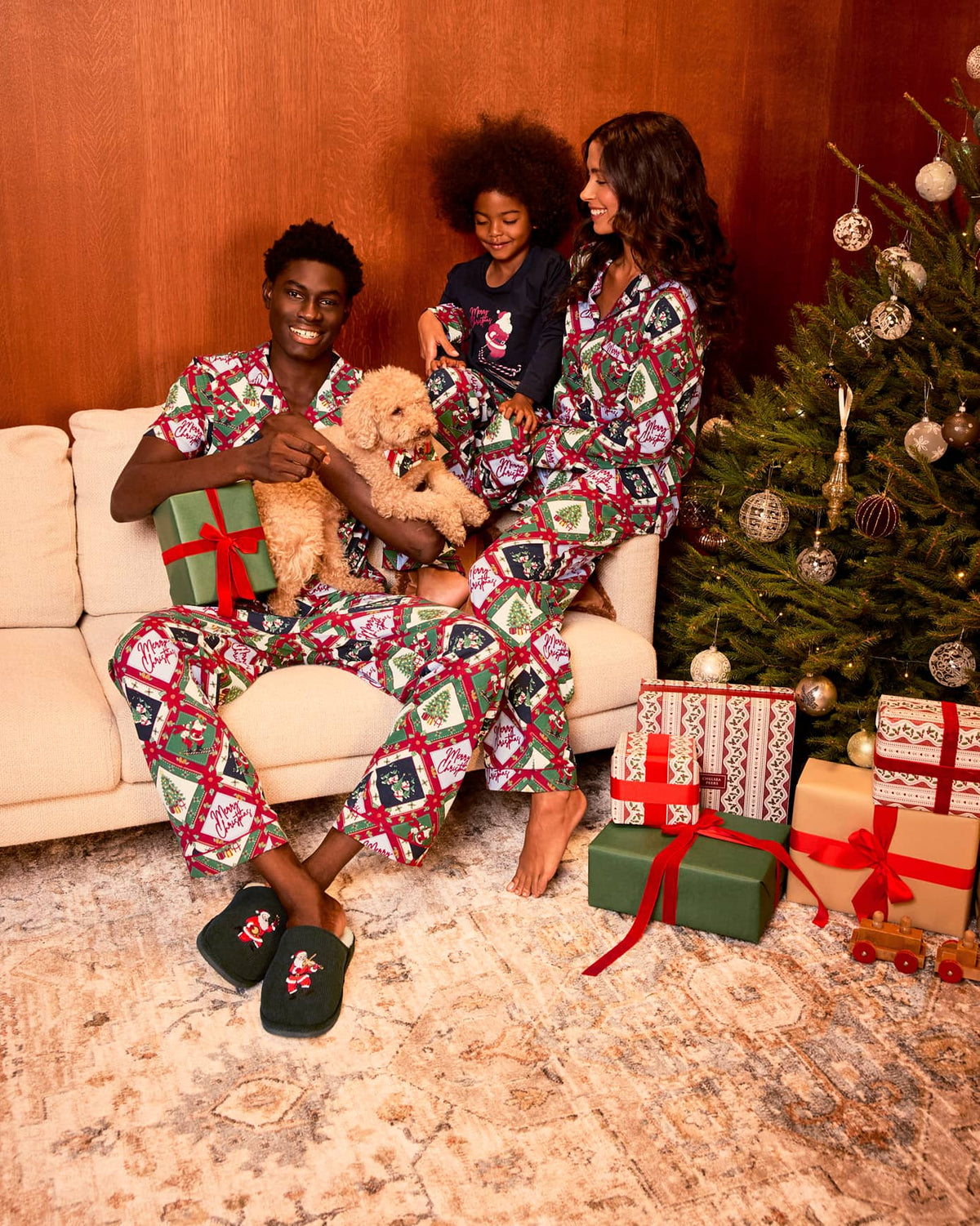 Organic Cotton Christmas Patchwork Print Matching Family Pyjamas