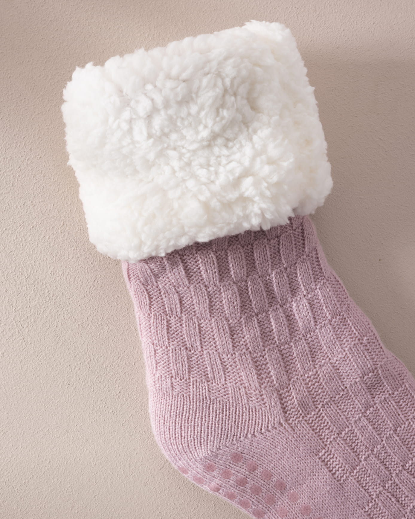 Chunky Knit Slipper Socks - Pink