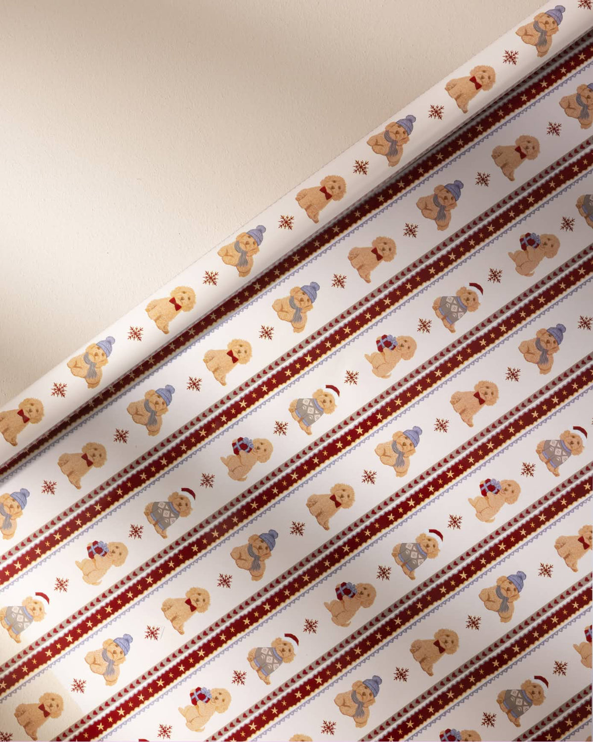 Christmas Chip the Cockapoo Stripe Print Wrapping Paper