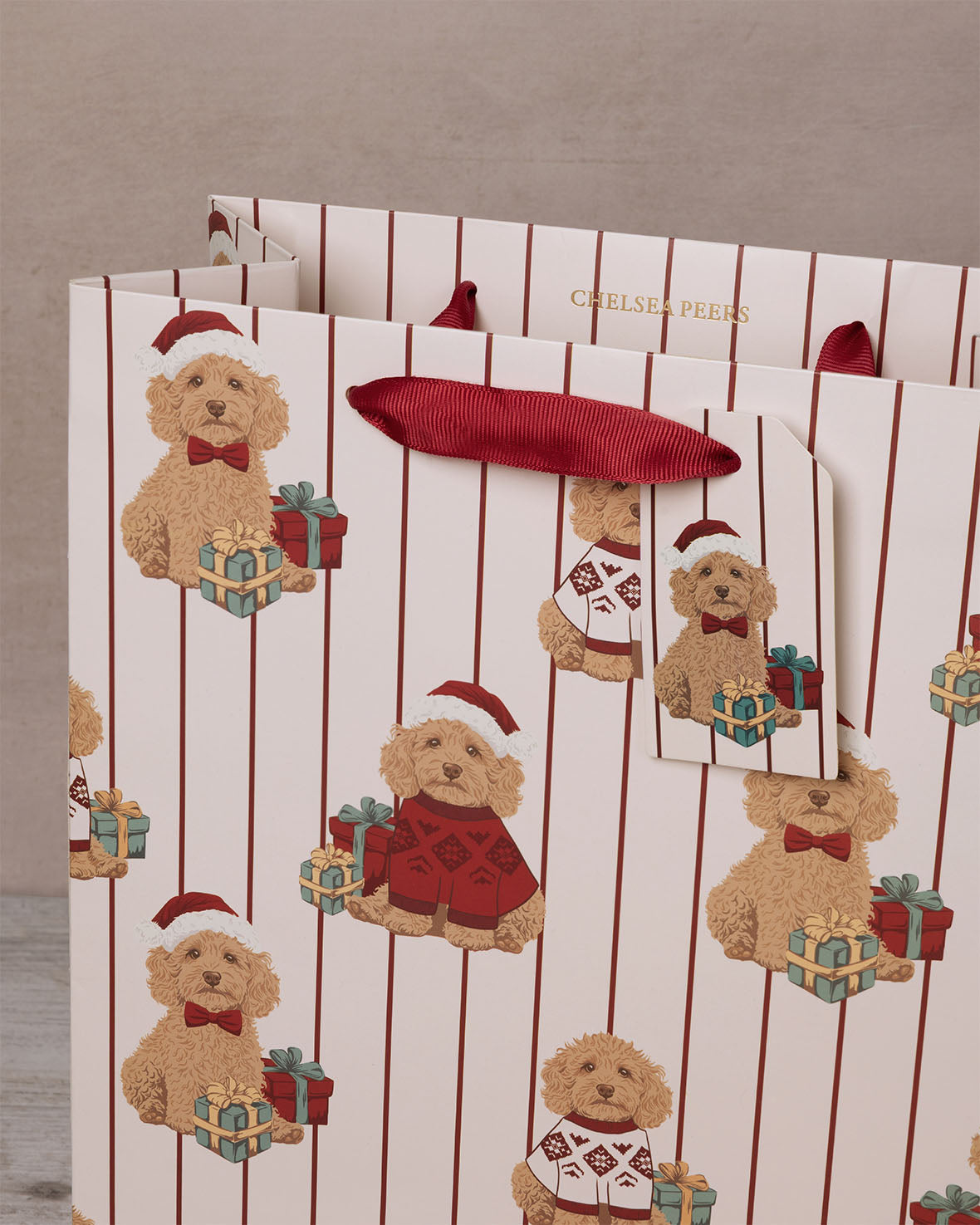 Chip the Christmas Cockapoo Dog Print Gift Bag