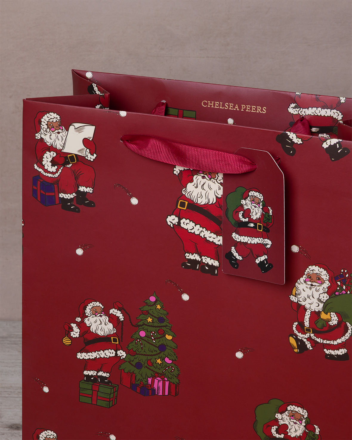 Christmas Santa Snowball Print Gift Bag