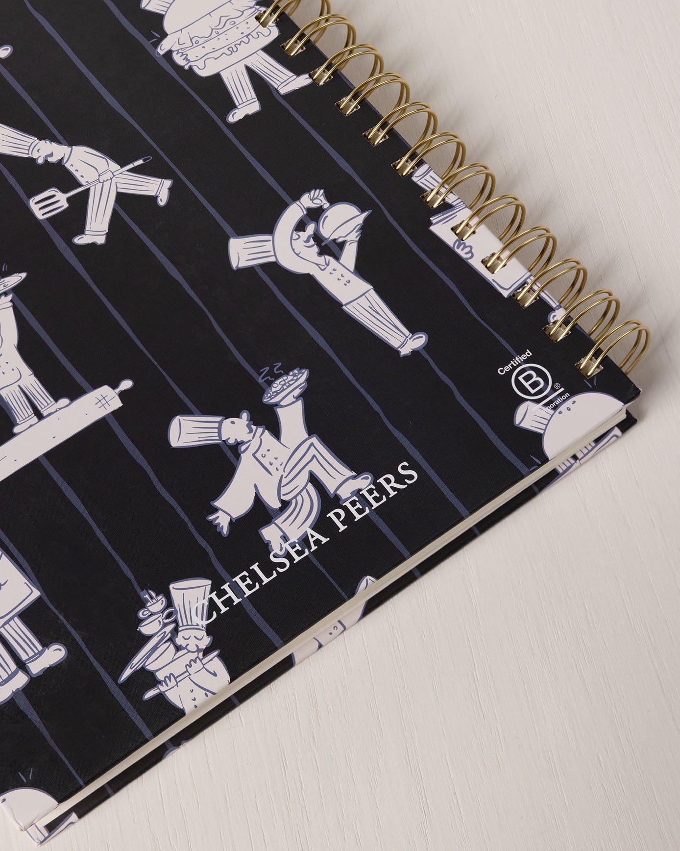 Hardback Spiral Lined Recipe Journal - Chef Stripe Print