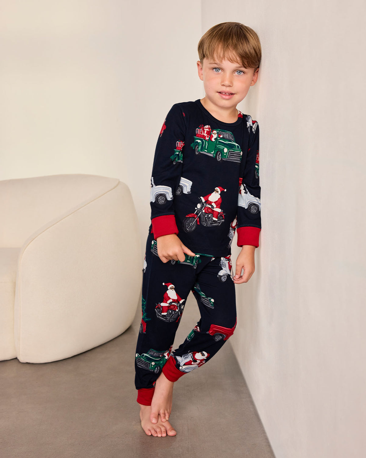 Kids Christmas Santa Road Trip Print Long Pyjama Set