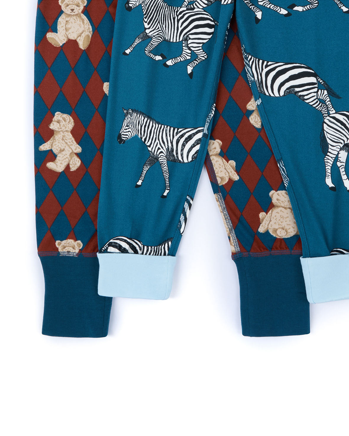 Kids Two Pack Argyle Bear / Zebra Print Long Pyjama Set