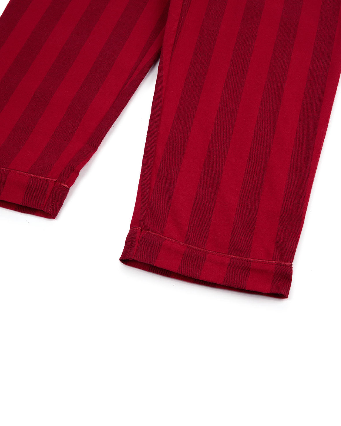 Kids Peers the Bear Print Organic Cotton Stripe Long Pyjama Set - Red