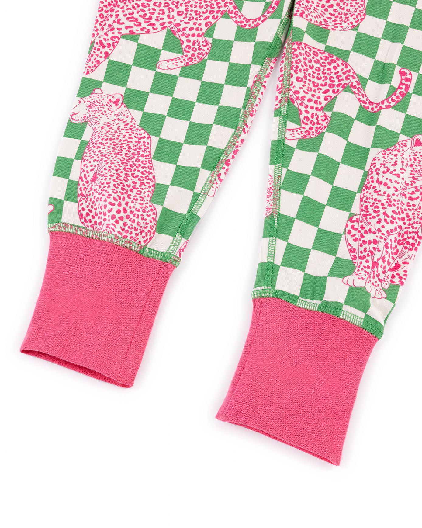 Kids Organic Cotton Checkerboard Leopards Print Long Pyjama Set