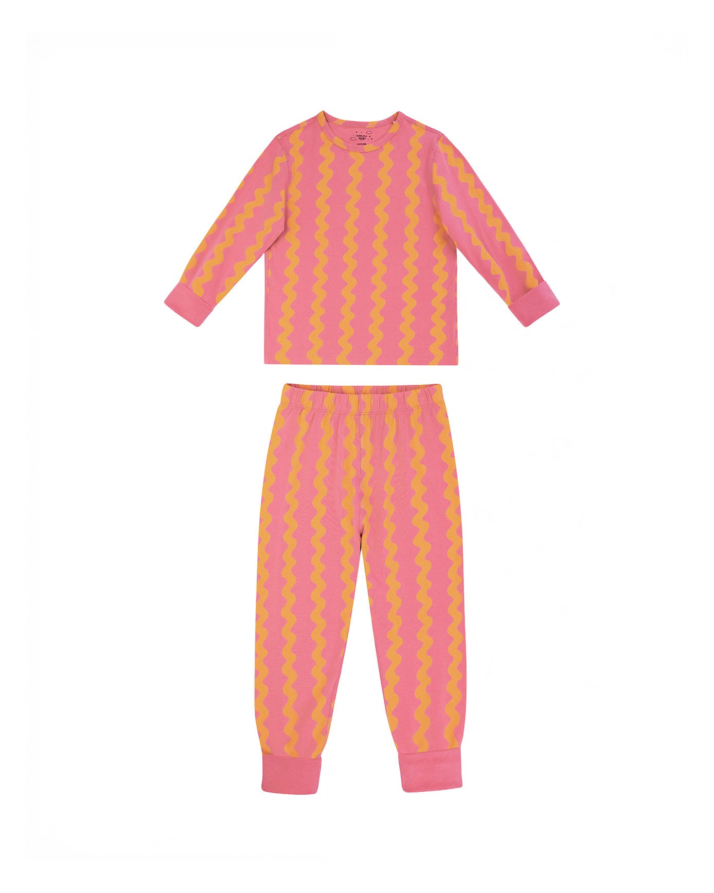 Organic Cotton Sunset Wavy Stripe Print Long Pyjama Set