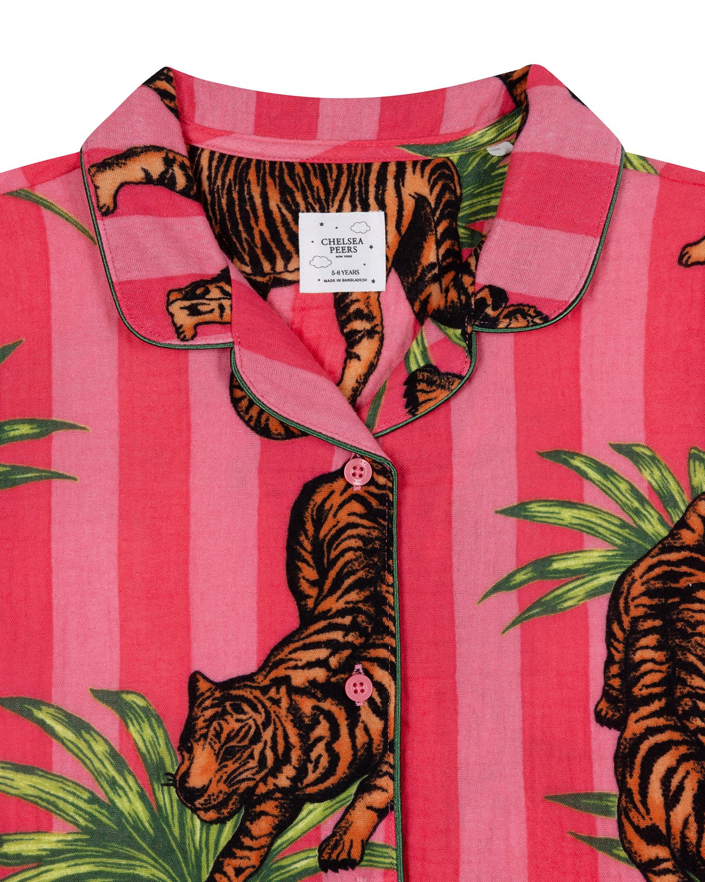 Kids Organic Cotton Leaf Tiger Stripe Print Short Pyjama Set