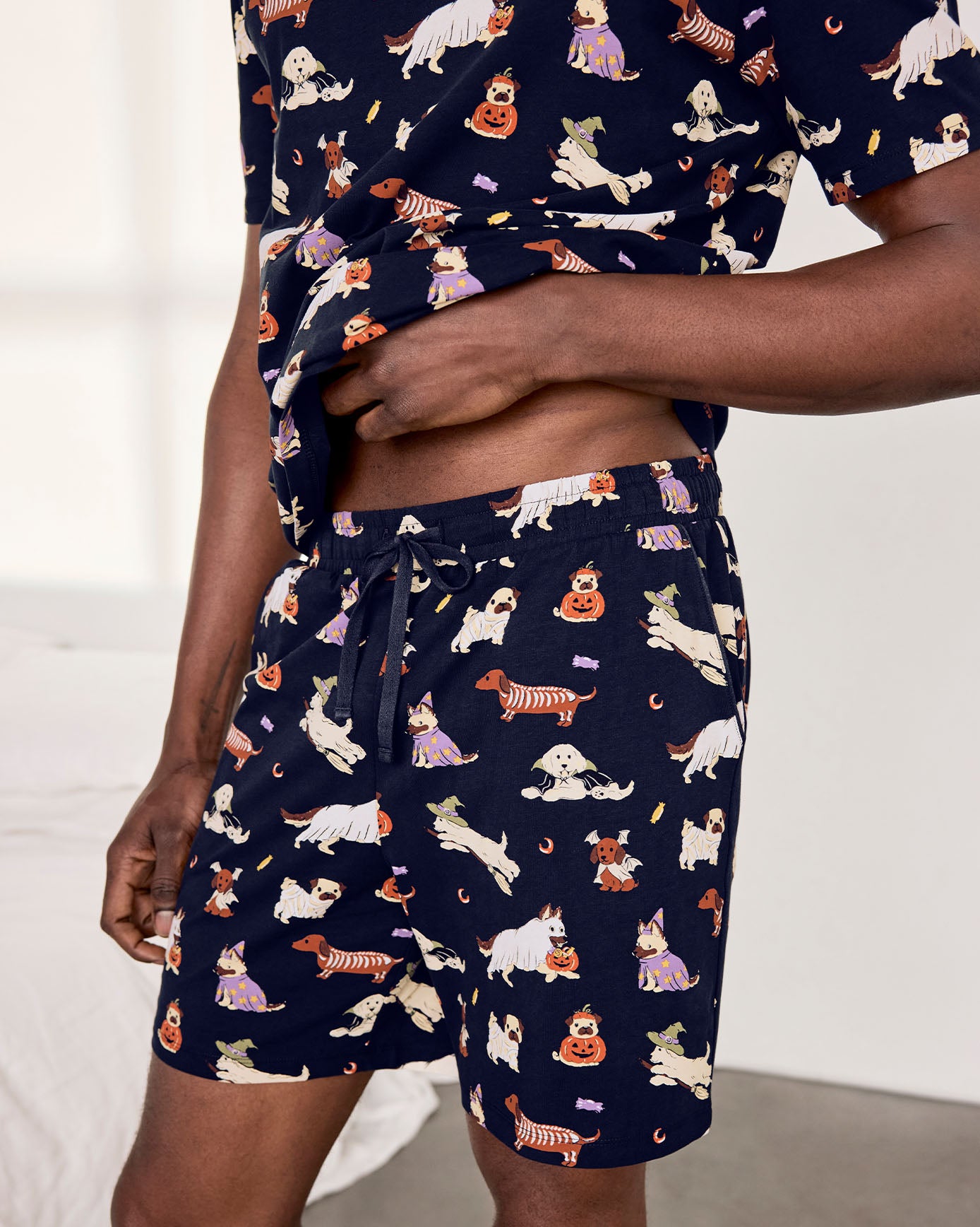 Organic Cotton Halloween Dogs Print Short Pyjama Set