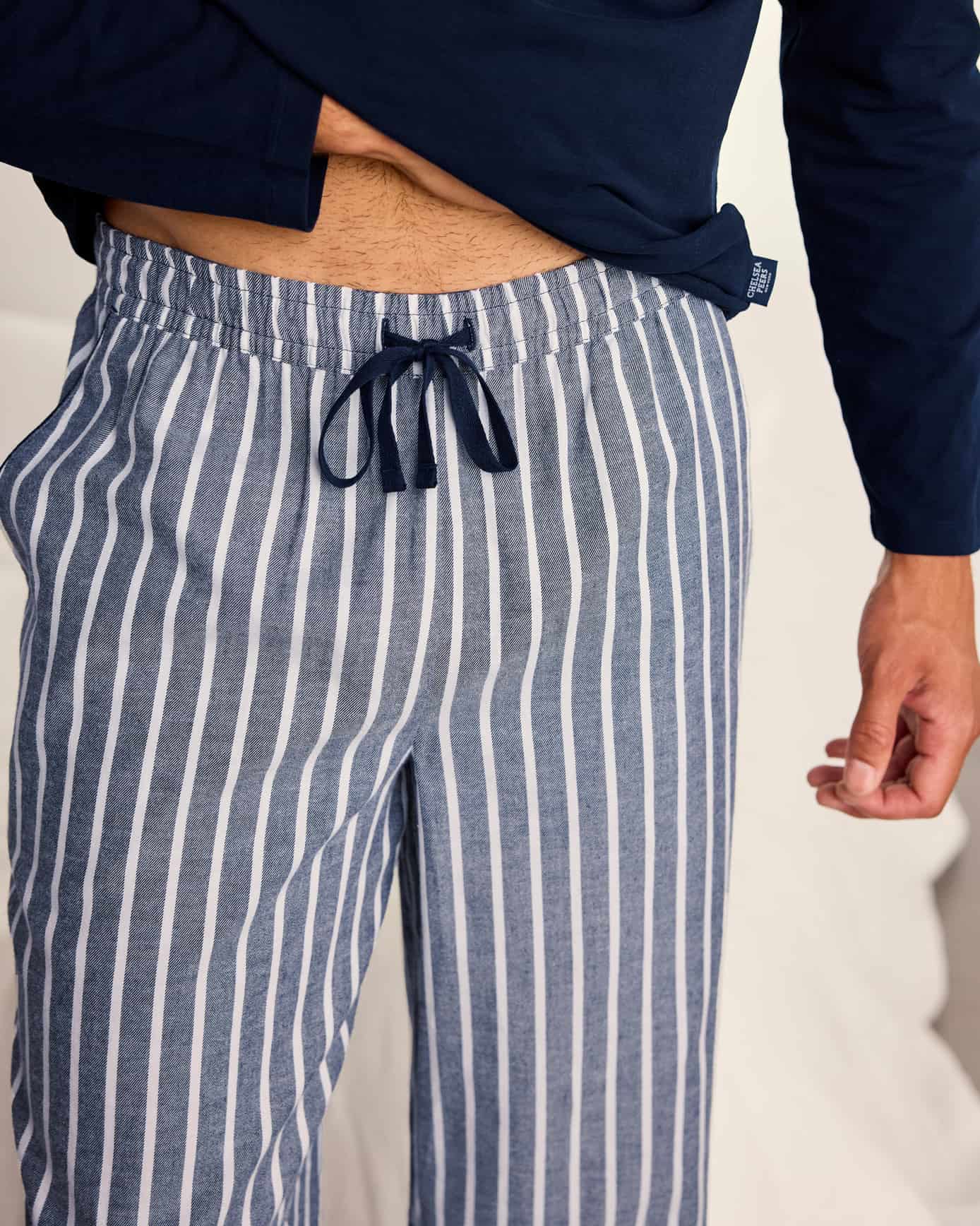 Organic Cotton Embroidered Wolf Stripe Long Pyjama Set