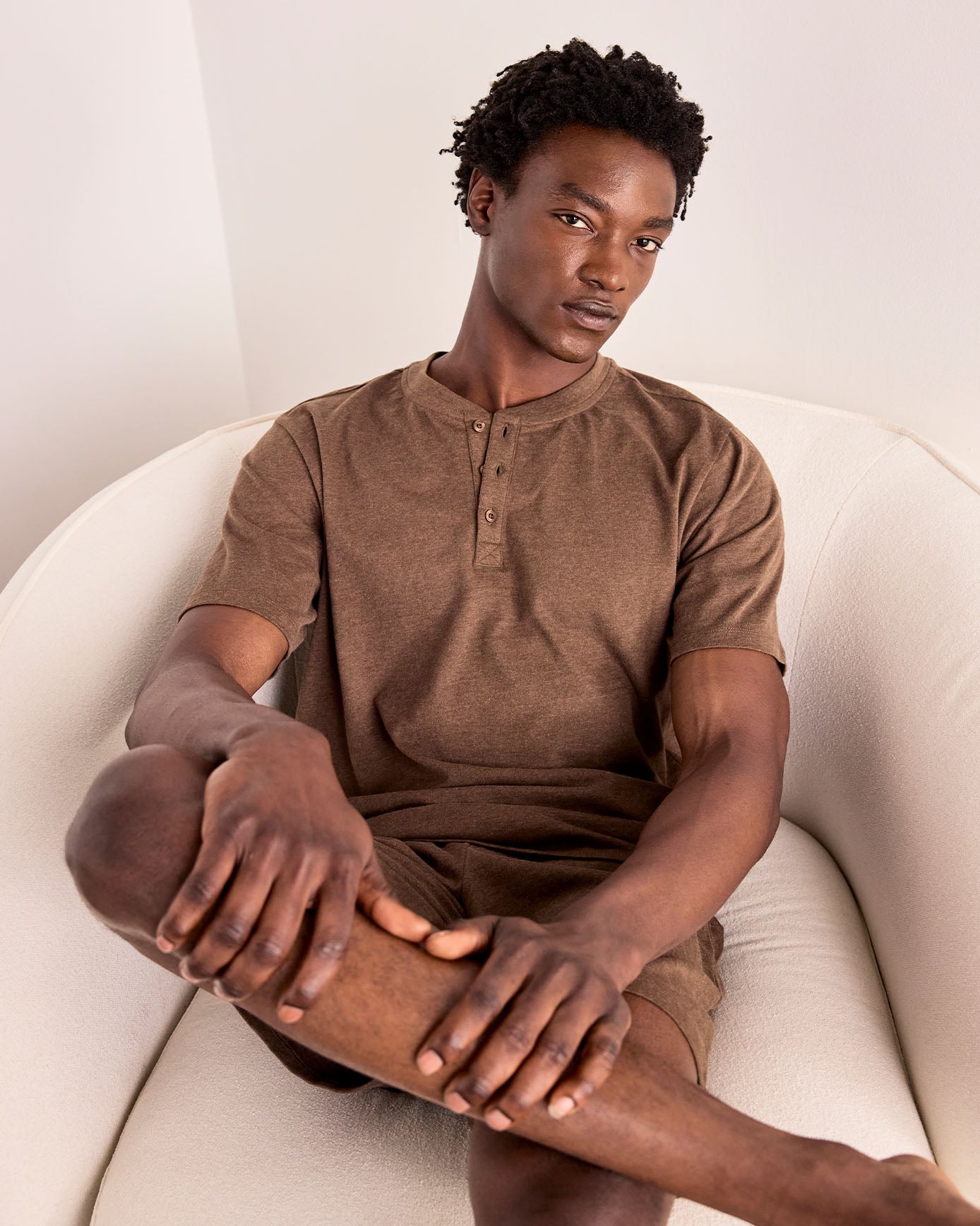 Organic Cotton Short Pyjama Set - Brown
