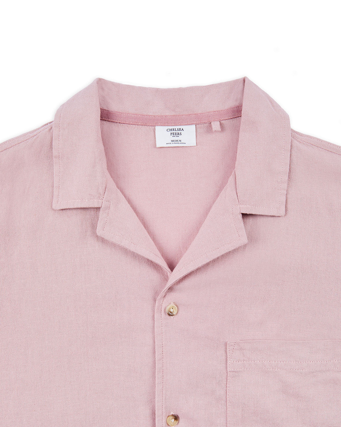 Linen-Blend Short Sleeve Shirt - Pink