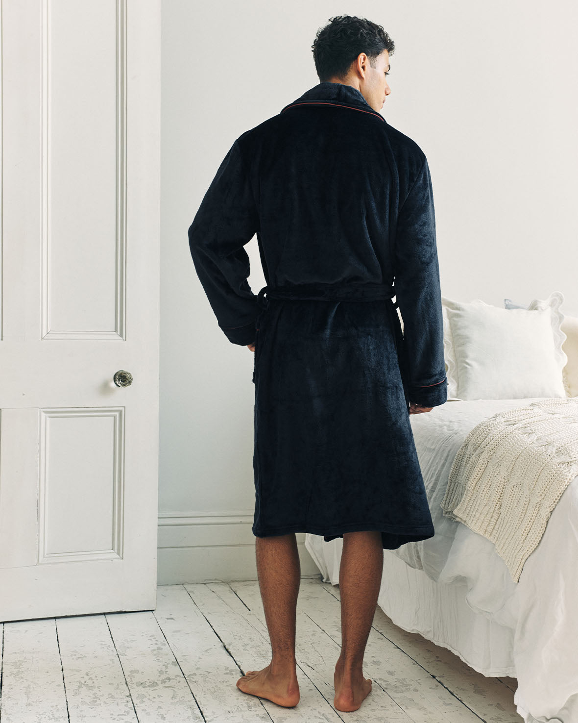 Fleece Dressing Gown - Navy