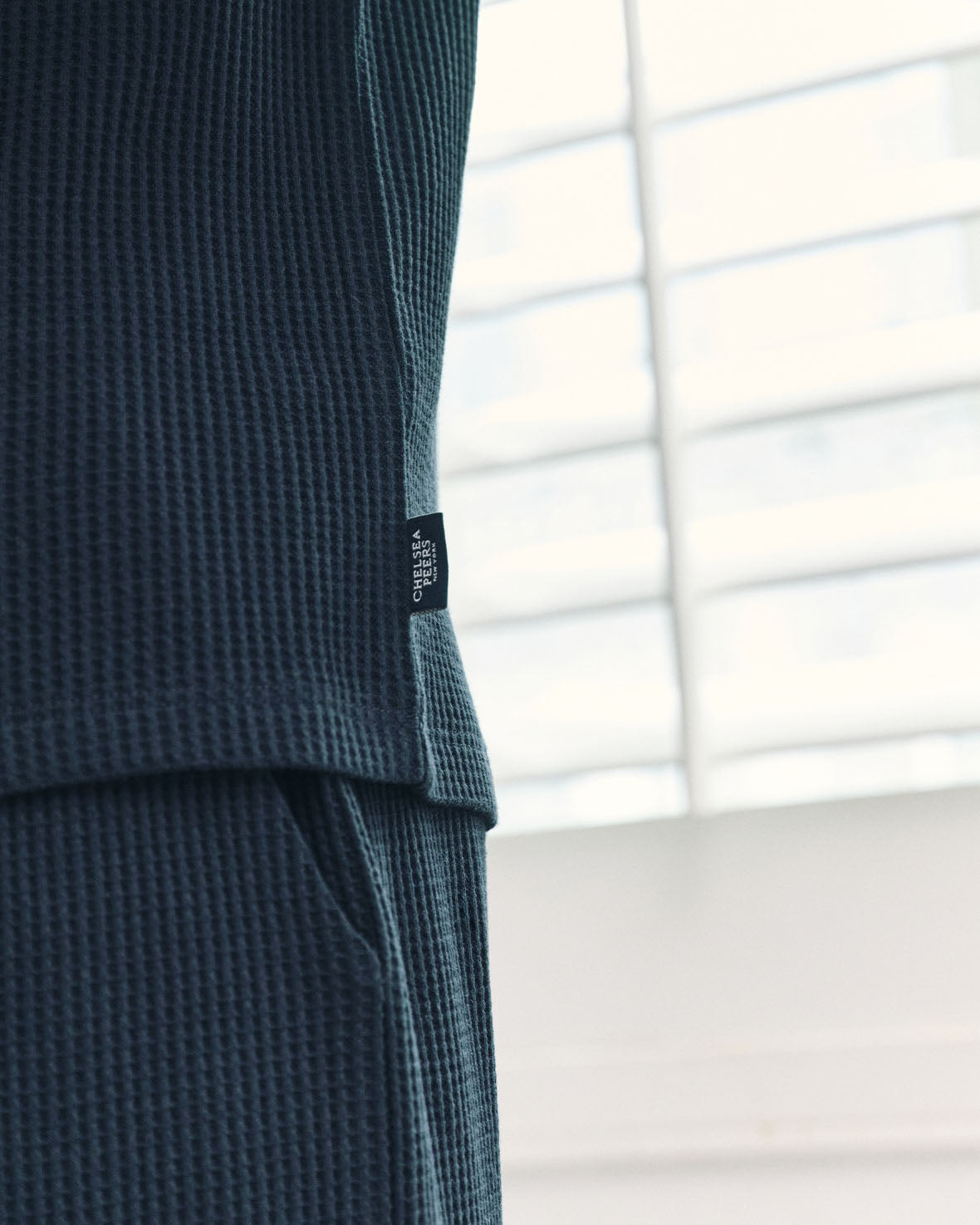 Waffle Henley Lounge Top - Navy