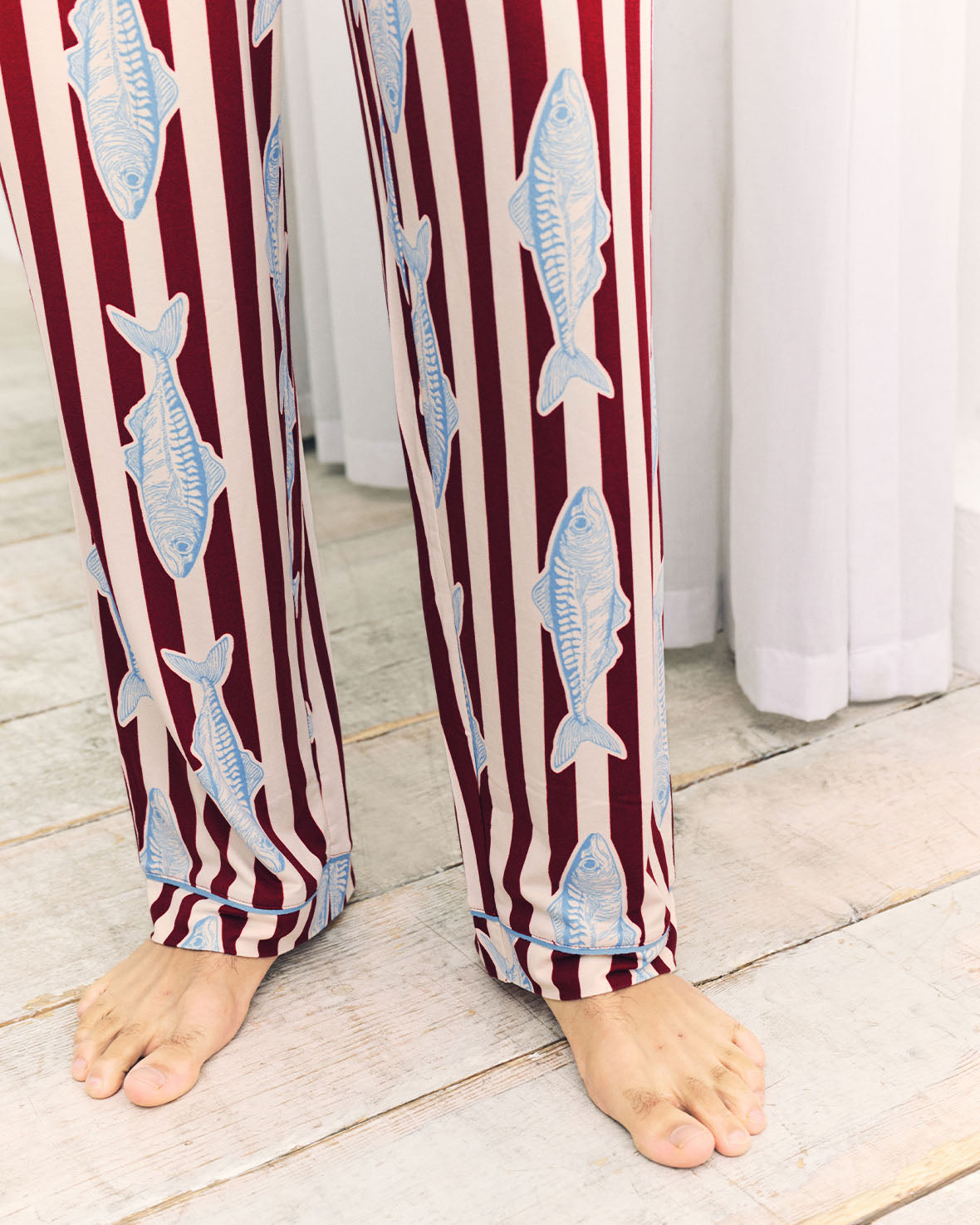 Gone Fishing Stripe Print Long Pyjama Bottoms