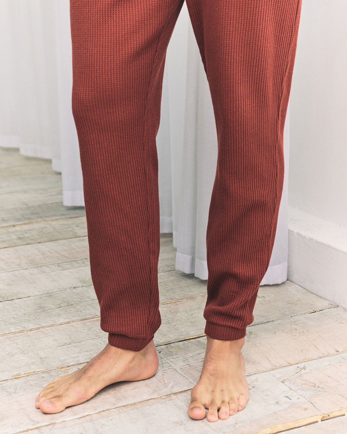 Waffle Long Jogger Lounge Bottoms - Rust
