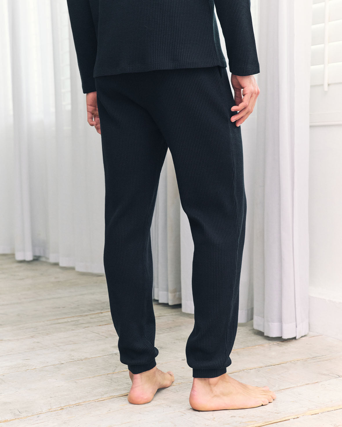 Waffle Long Jogger Lounge Bottoms - Navy