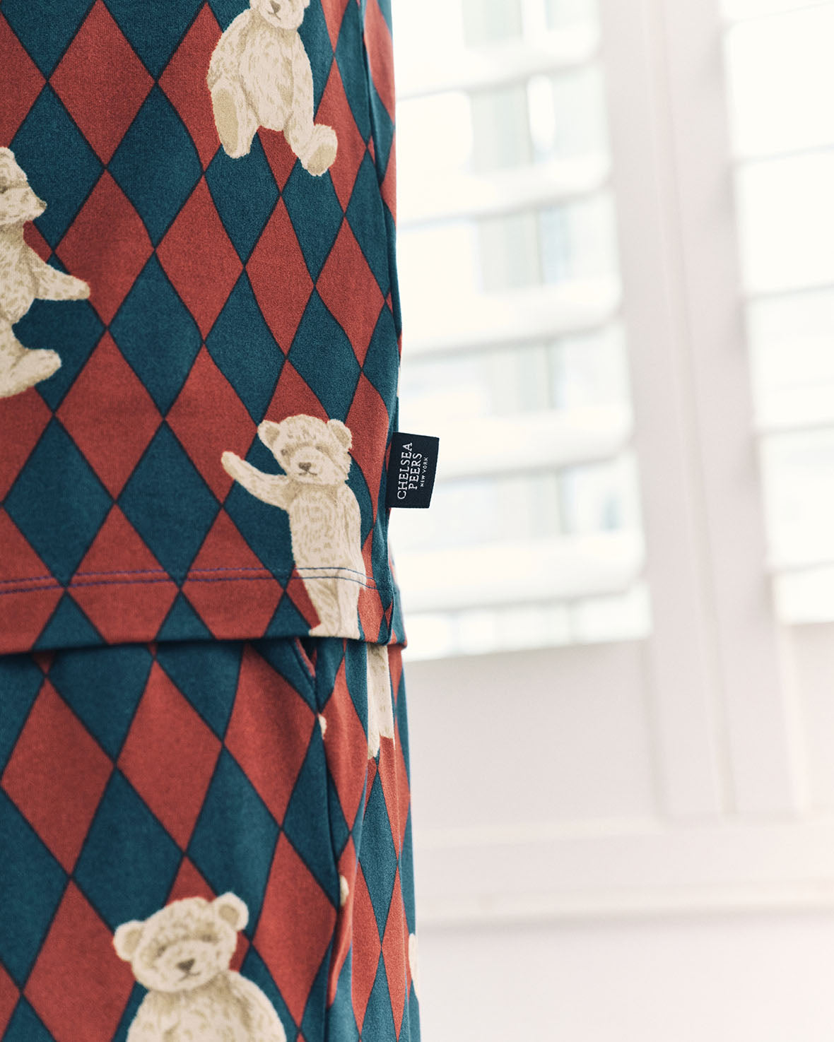 Argyle Bear Print Long Pyjama Set