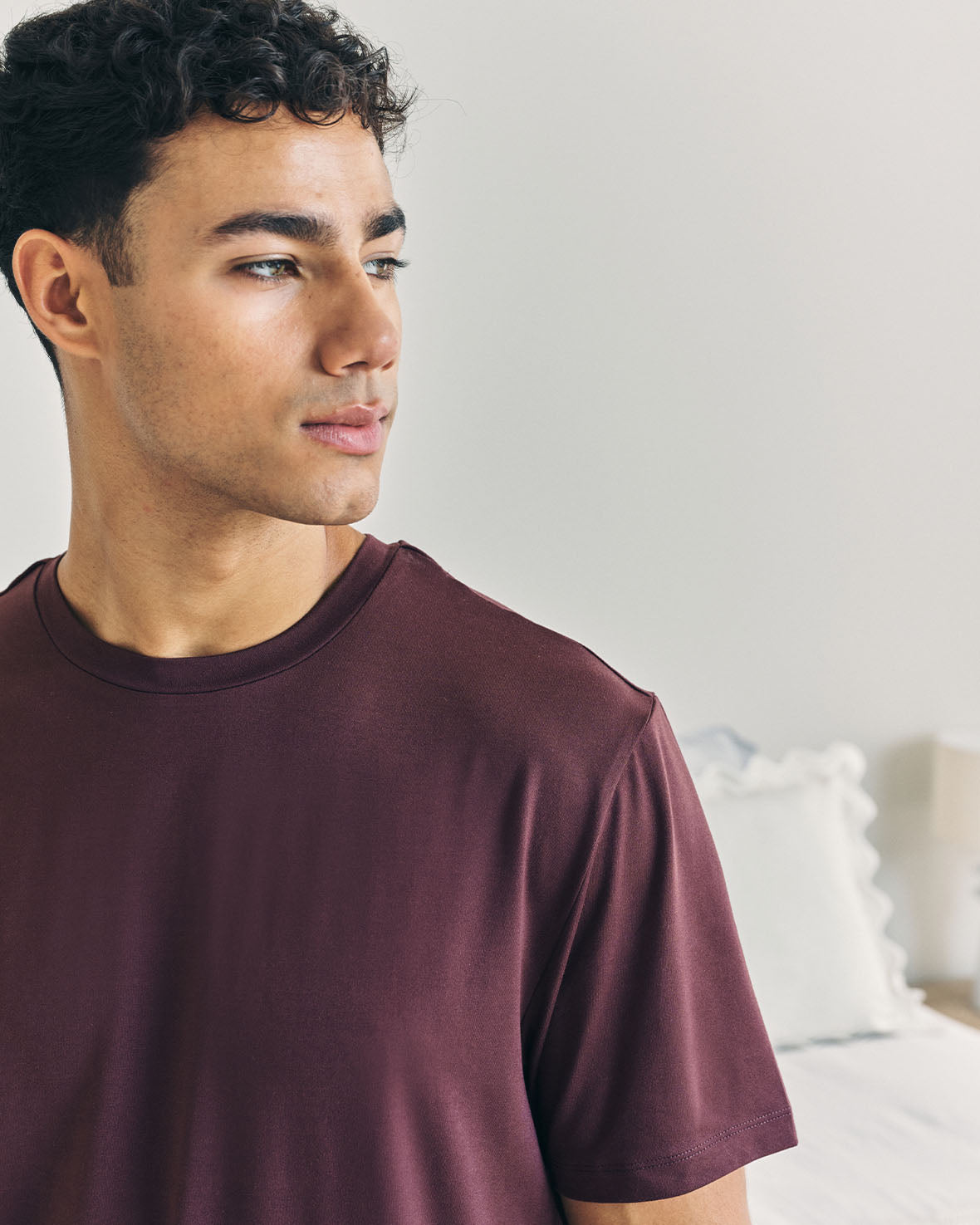 Crew Neck Short Pyjama Set - Burgundy