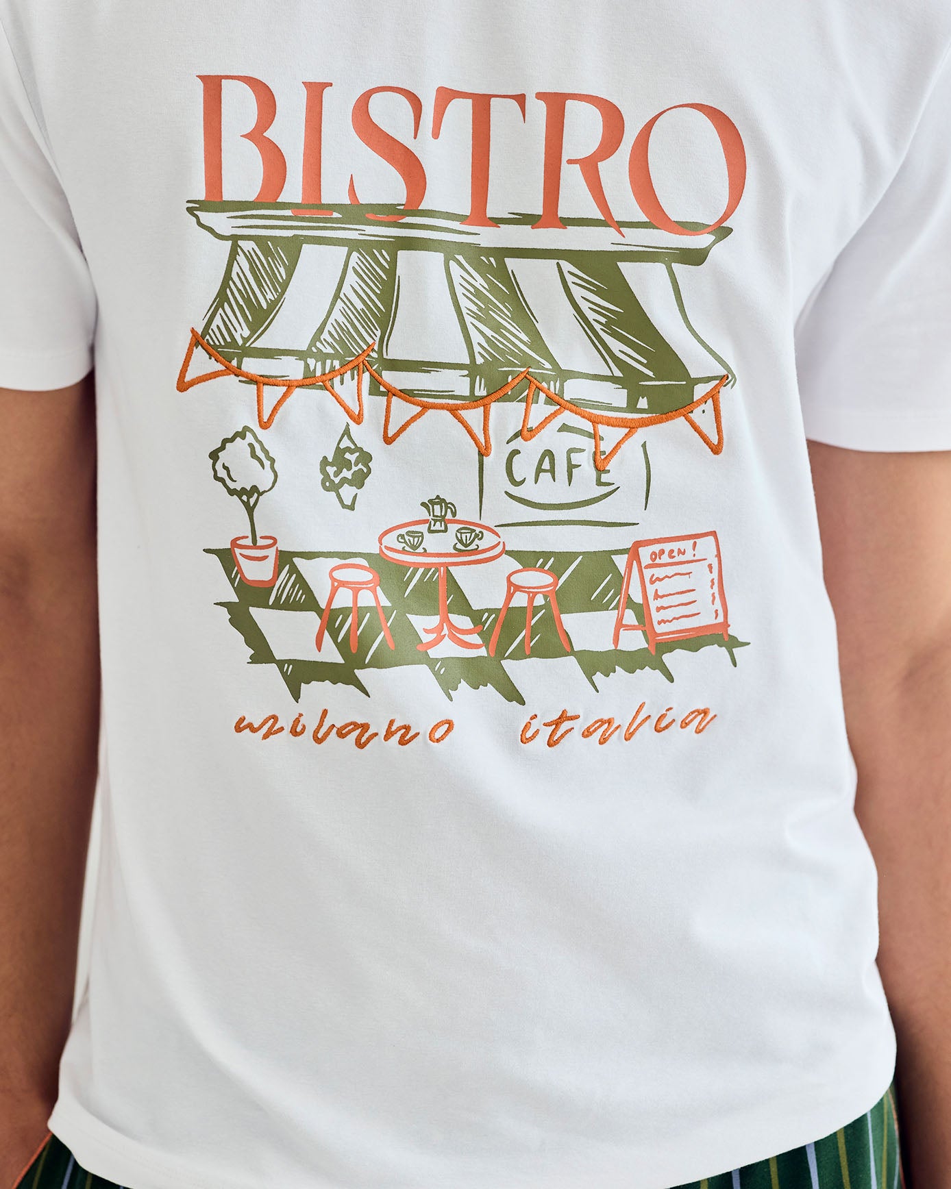 Organic Cotton Bistro Print Crew Long Pyjama Set