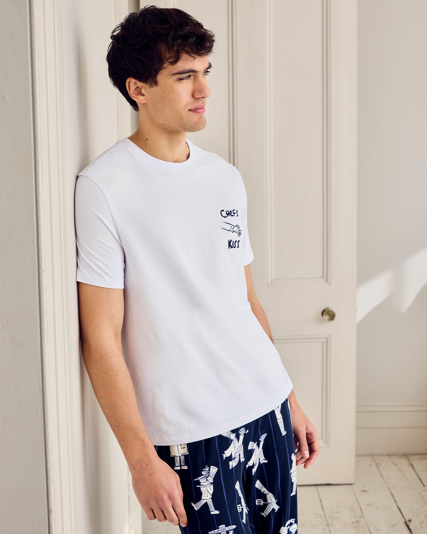 Chef Stripe Print Crew Long Pyjama Set