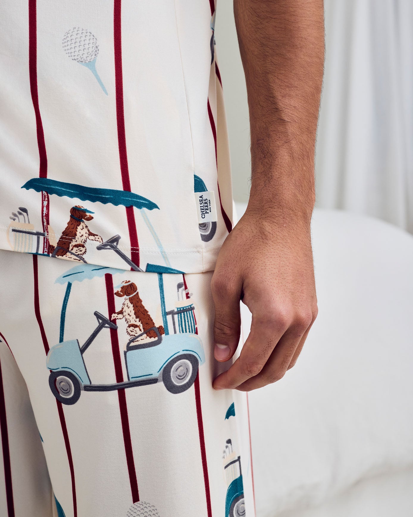 Golf Dogs Stripe Print Long Pyjama Set