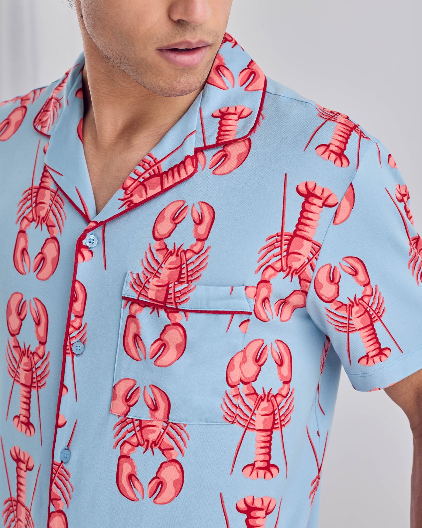 Lobster Print Button Up Short Pyjama Set