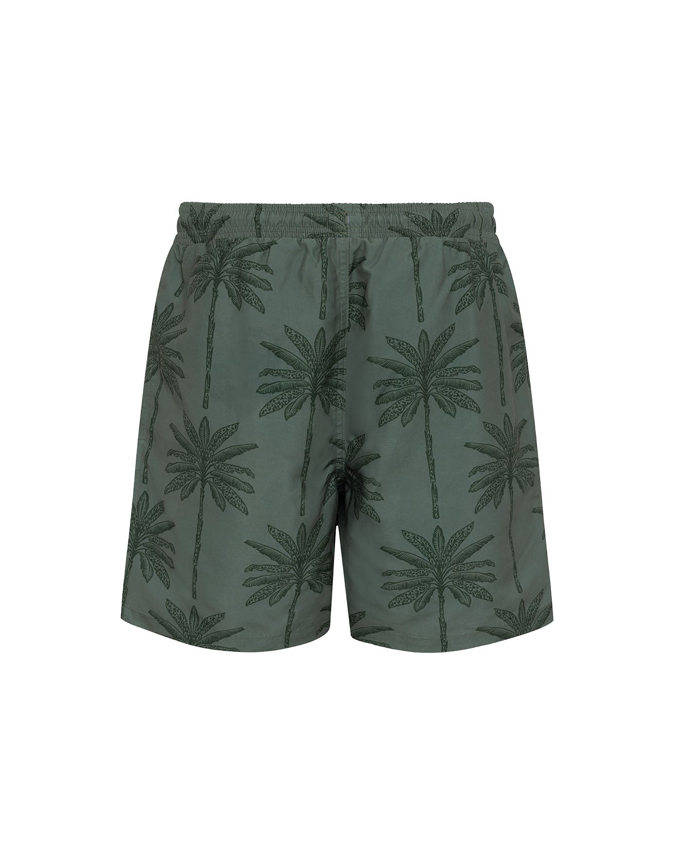Palm Tree Print Swim Shorts - Khaki