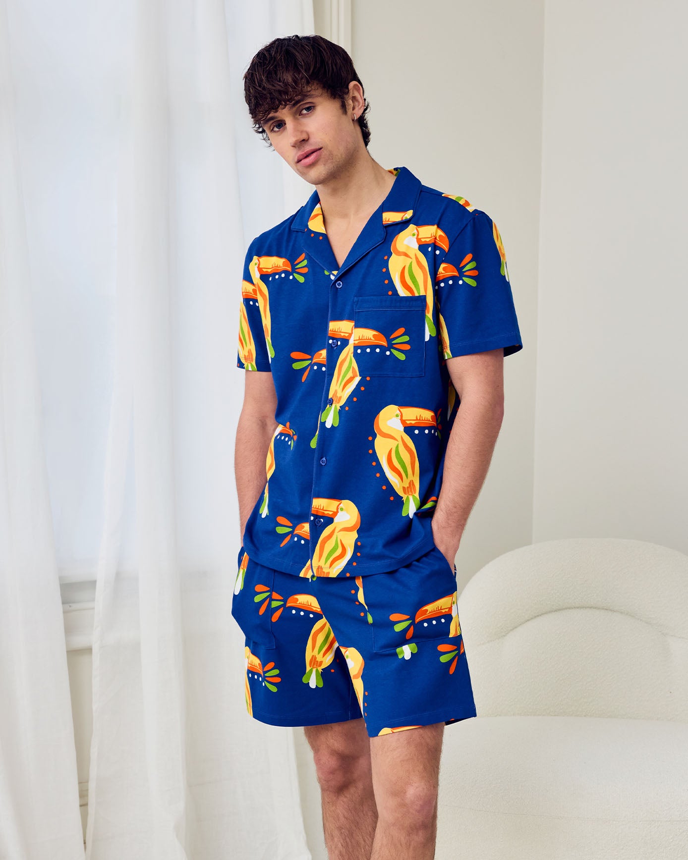 Organic Cotton Toucan Print Button Up Short Pyjama Set