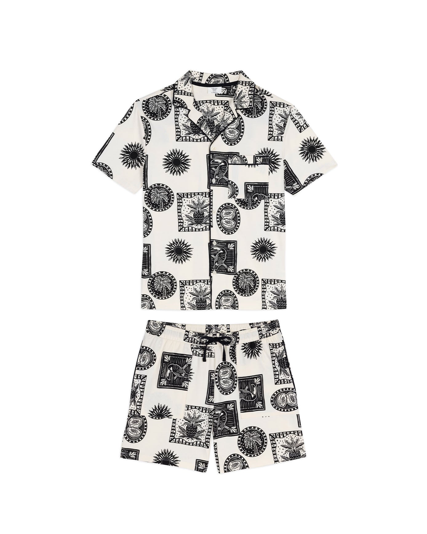 Organic Cotton Stamp & Tile Print Short Pyjama Set