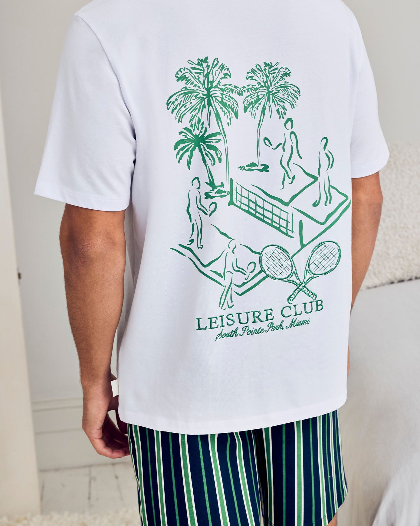 Organic Cotton Embroidered Leisure Club Print Short Pyjama Set