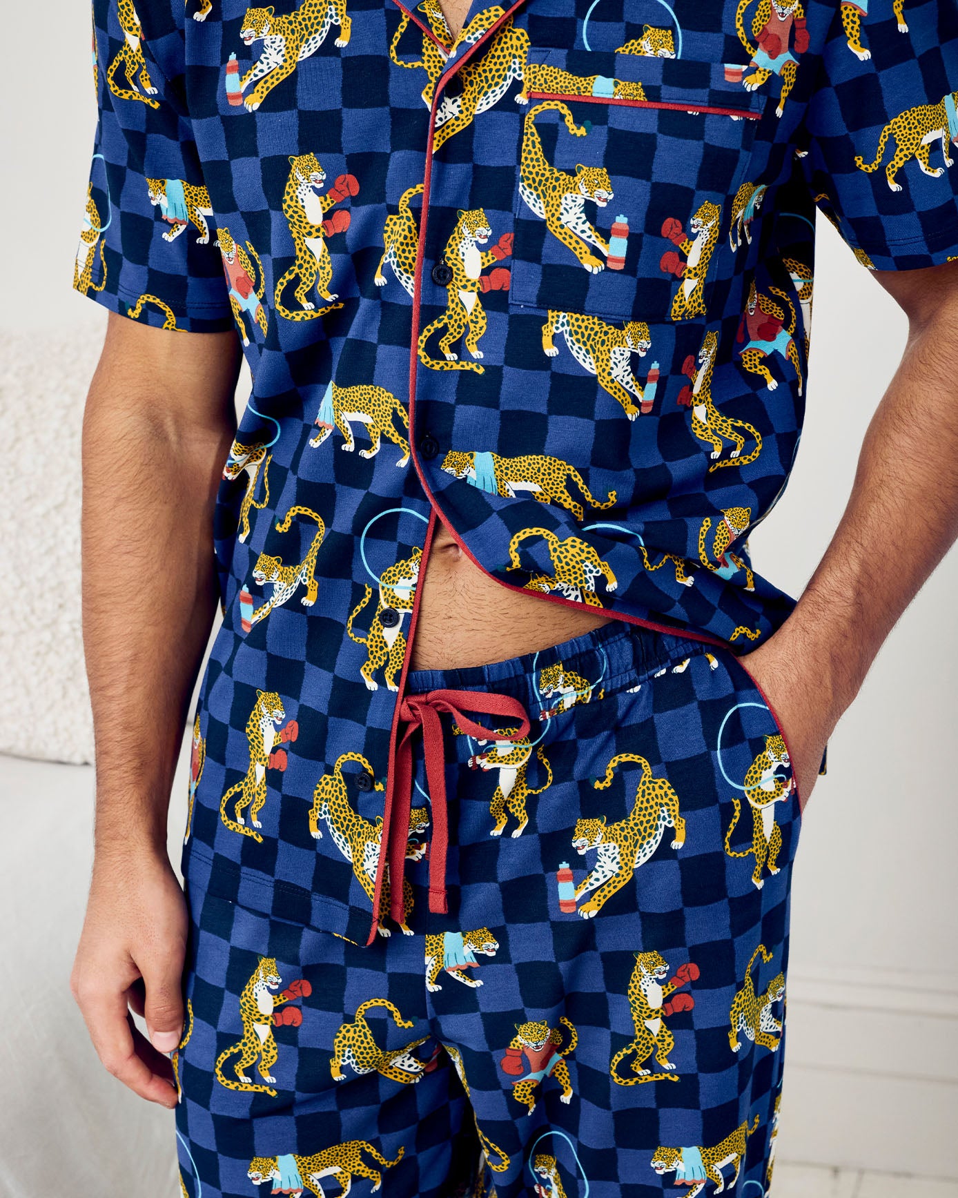 Organic Cotton Boxing Leopards Print Long Pyjama Set