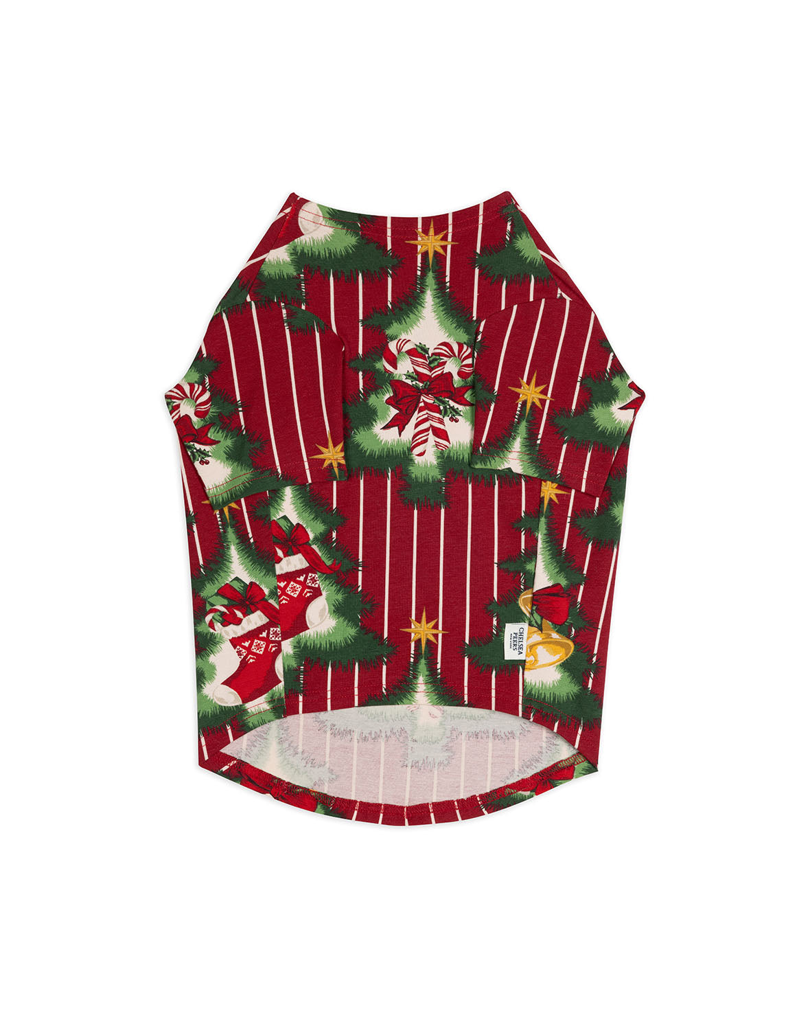 Pets Organic Cotton Christmas Tree Stripe Pyjama T-Shirt