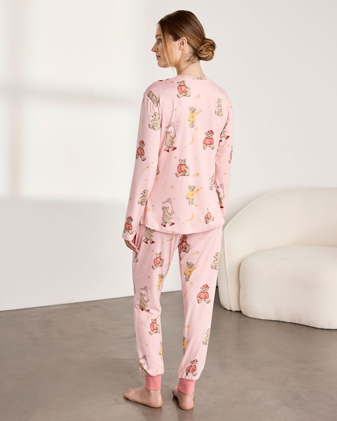 Maternity Celestial Bear Print Long Pyjama Set