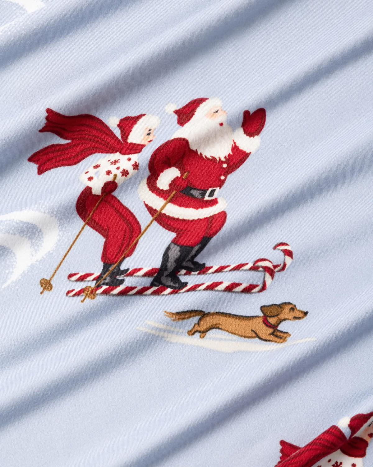 Skiing Santa Print Long Pyjama Set