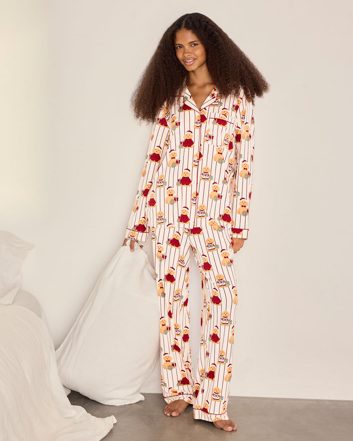 Chip the Christmas Cockapoo Dog Print Long Pyjama Set