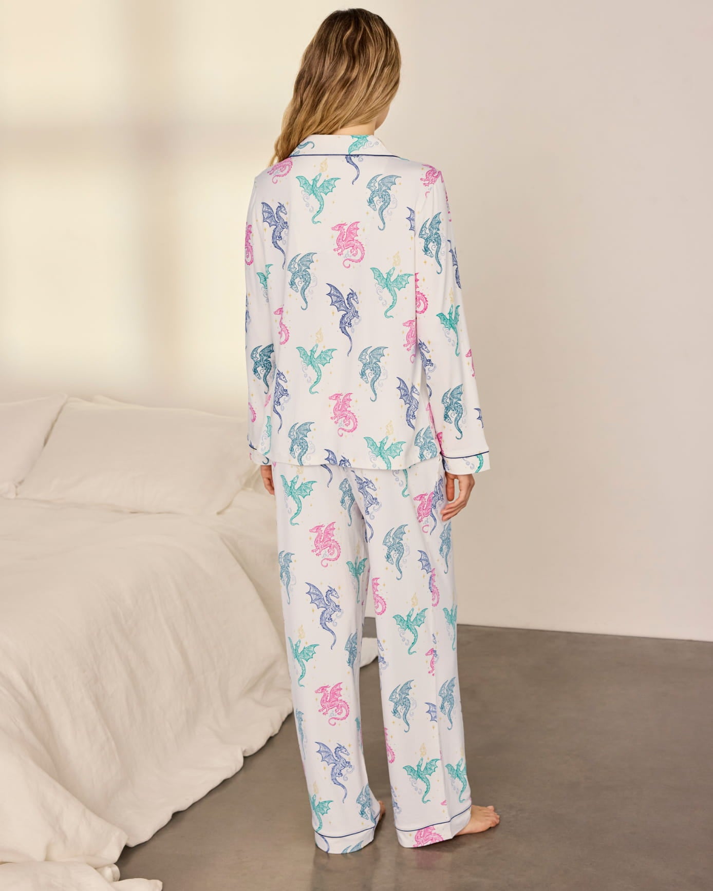 Petite Rainbow Dragon Print Long Pyjama Set