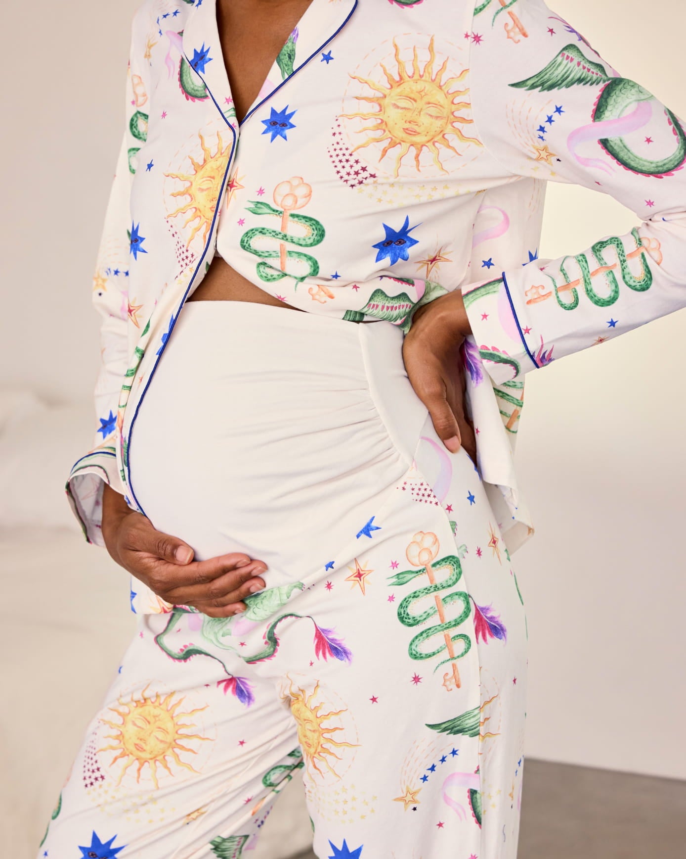 Maternity Organic Cotton Mythical Dragon Print Long Pyjama Set