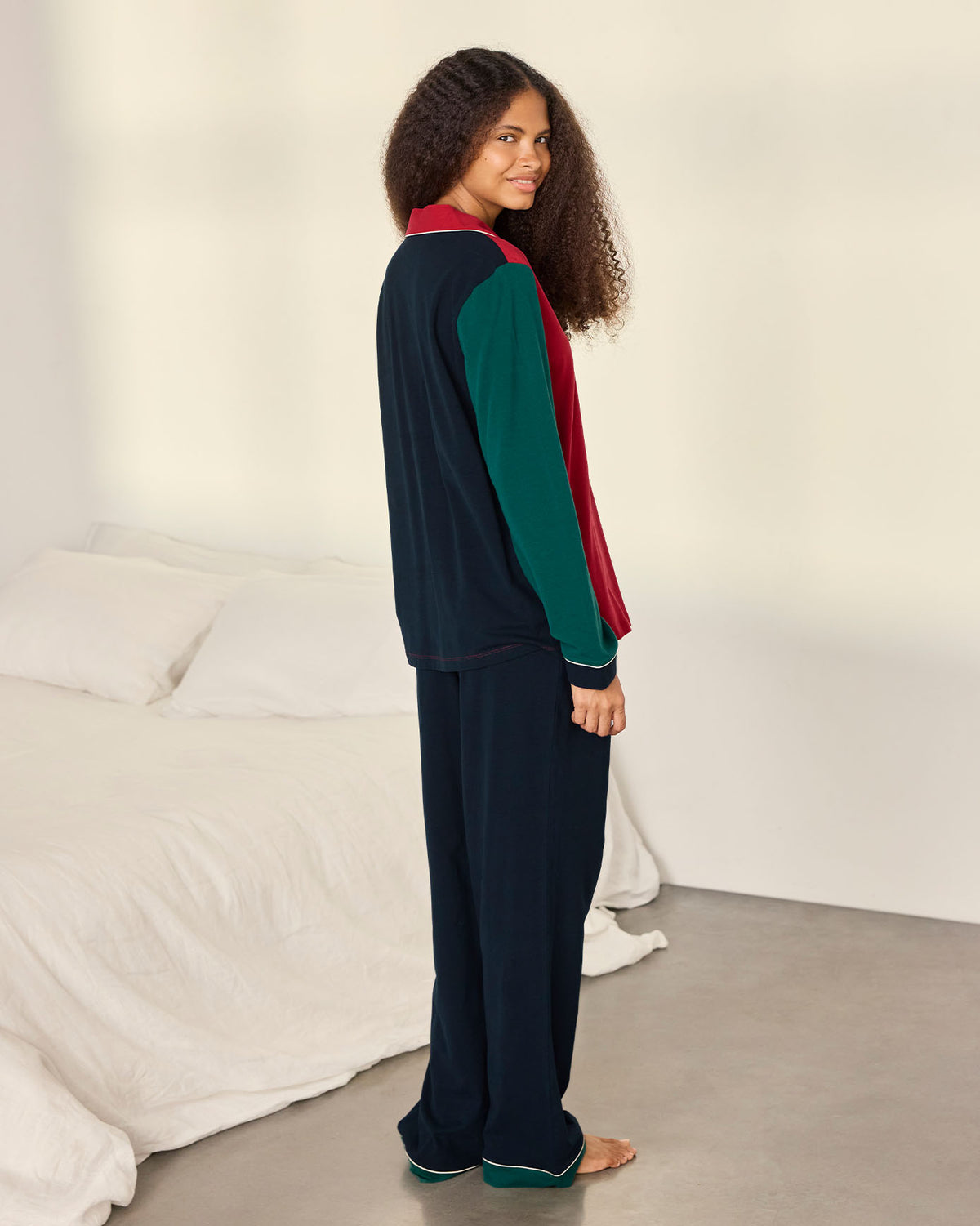 Organic Cotton Embroidered Christmas Giraffe Long Pyjama Set