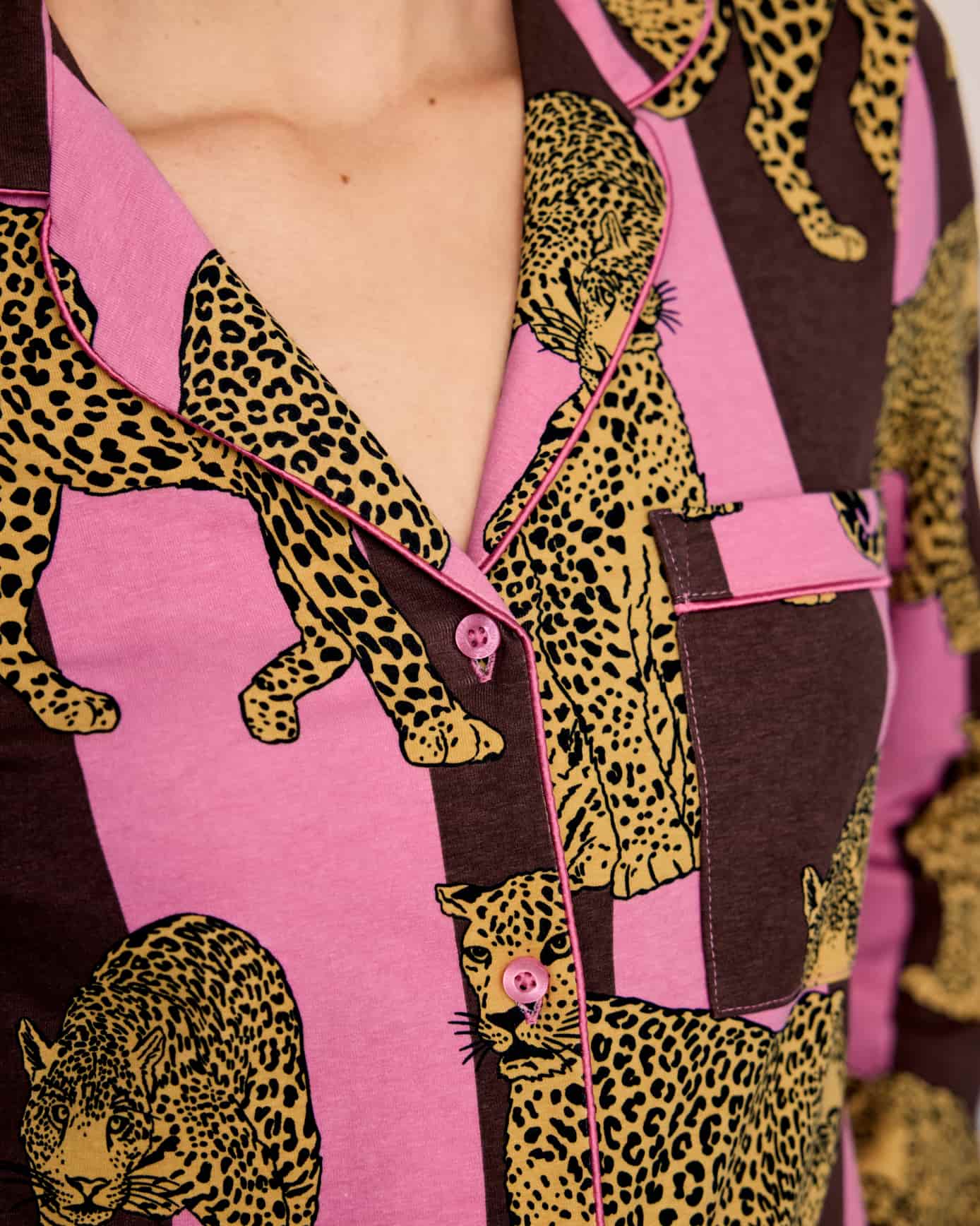 Organic Cotton Leopard Stripe Print Long Pyjama Set