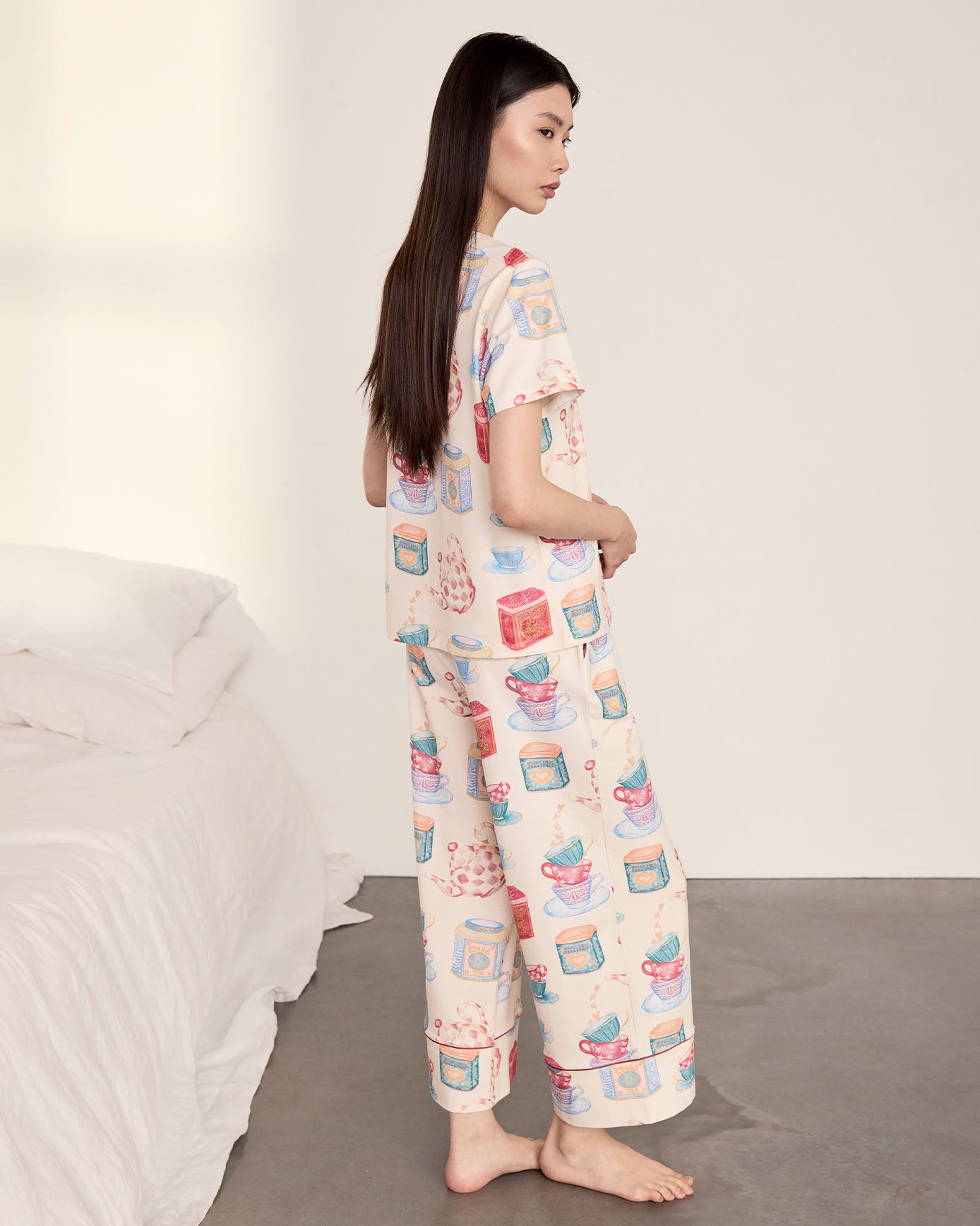 Organic Cotton Tea Party Print Long Pyjama Set