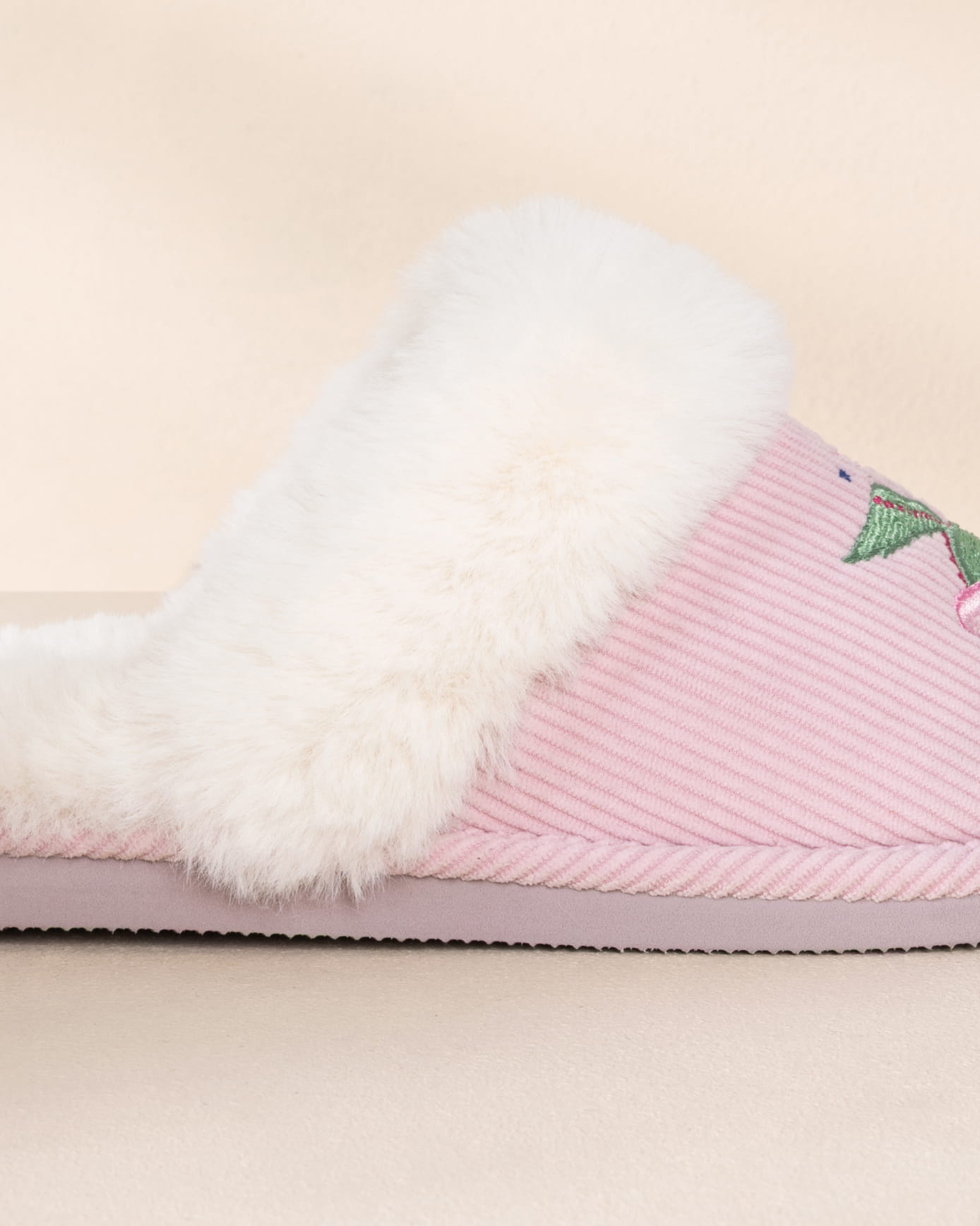 Corduroy Embroidered Mythical Dragon Mule Slippers