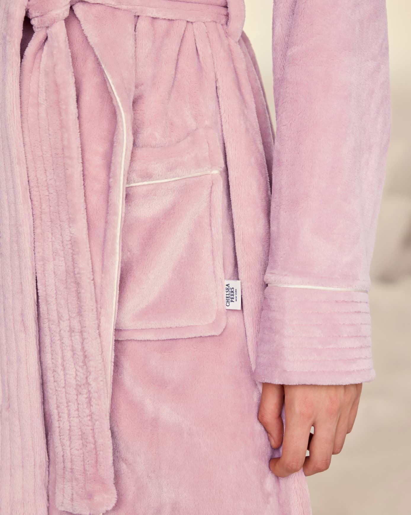 Fleece Long Dressing Gown - Pink
