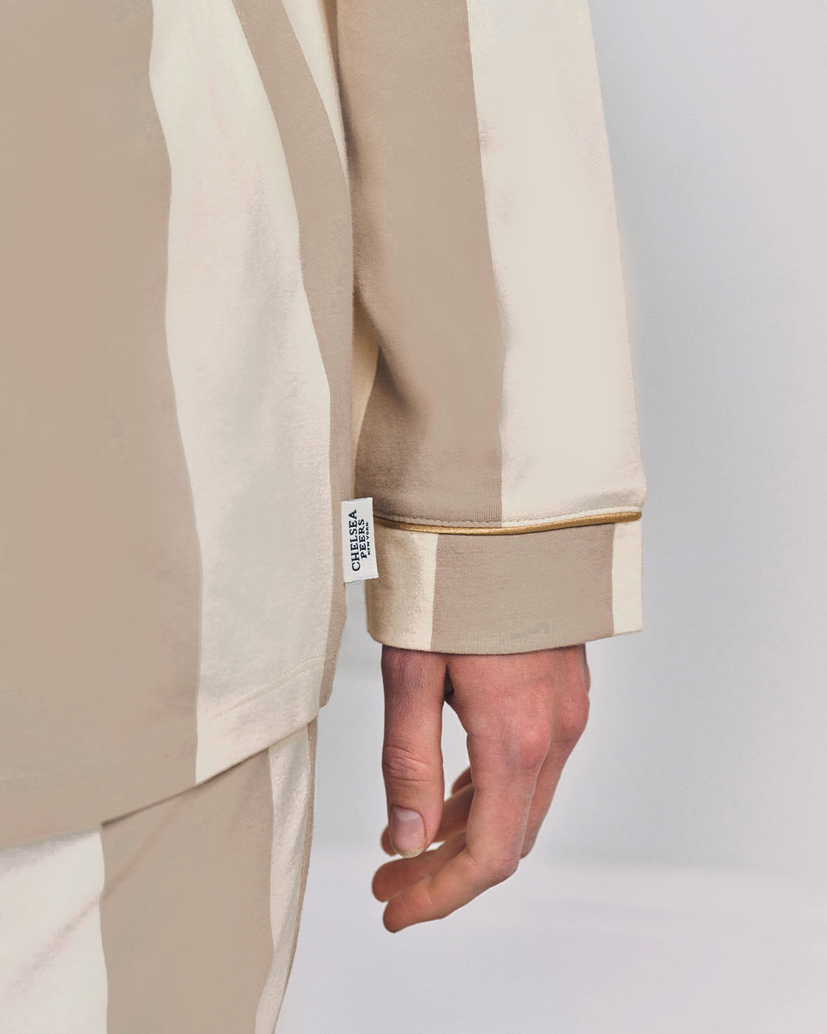 Maternity Organic Cotton Stripe Long Pyjama Set - Taupe