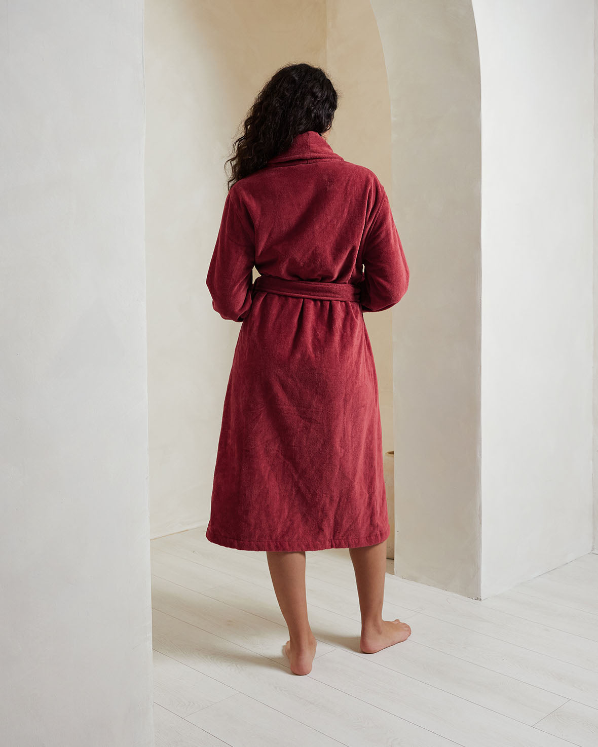 Cotton Towelling Dressing Gown - Red