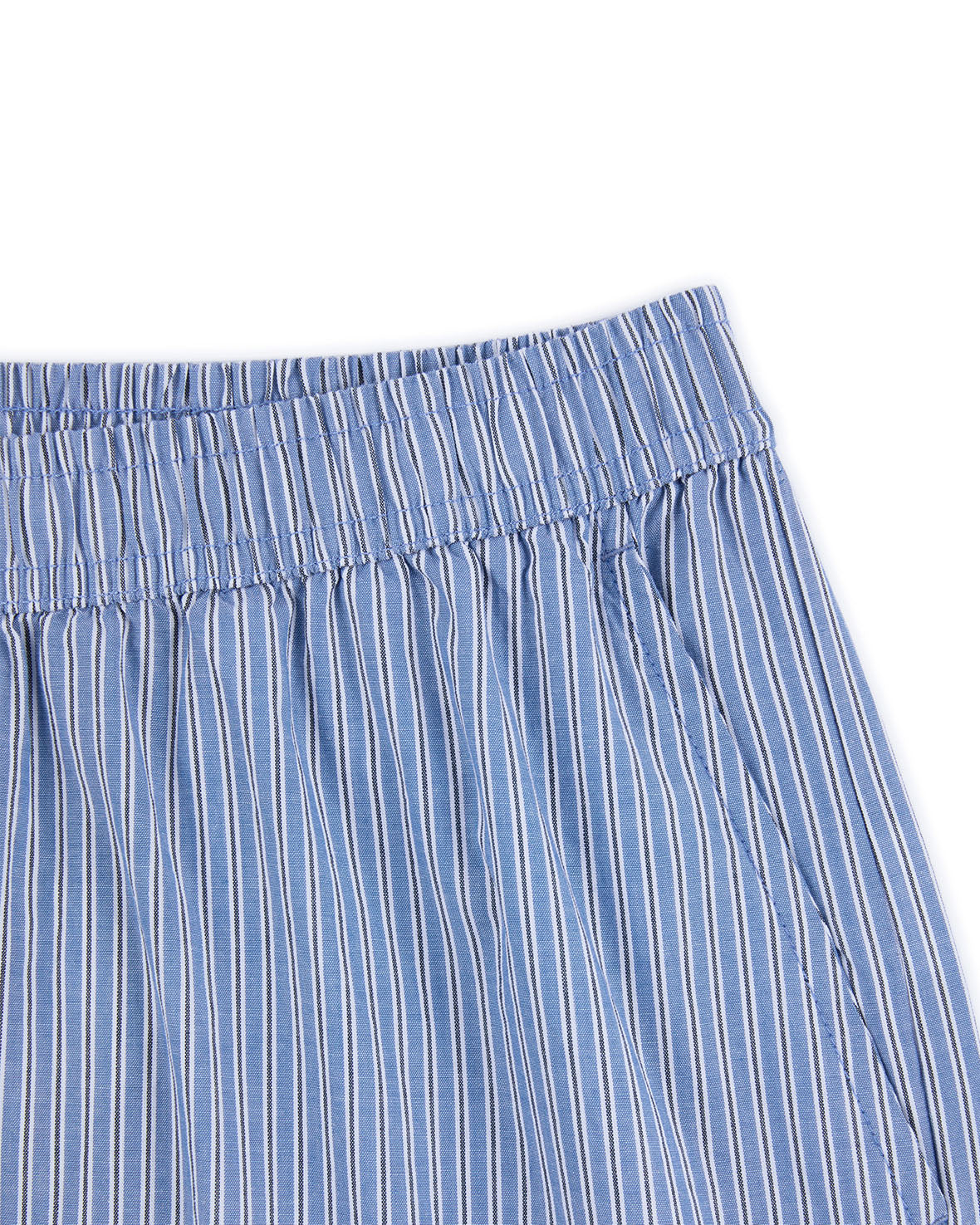 Cotton Poplin Stripe Shorts - Blue