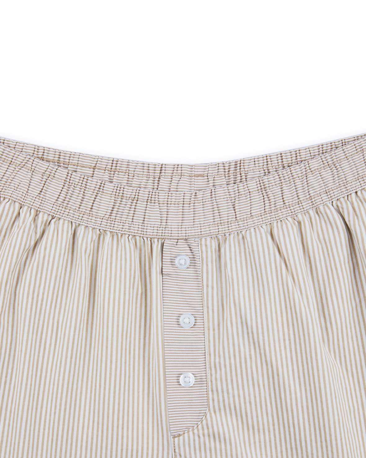 Cotton Poplin Stripe Shorts - Beige