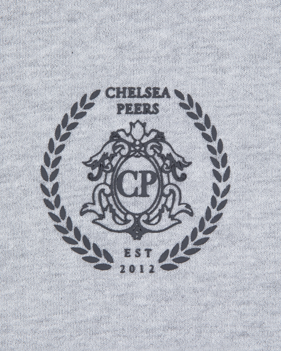 Organic Cotton Embroidered Logo Zip Up Hoodie - Grey Marl