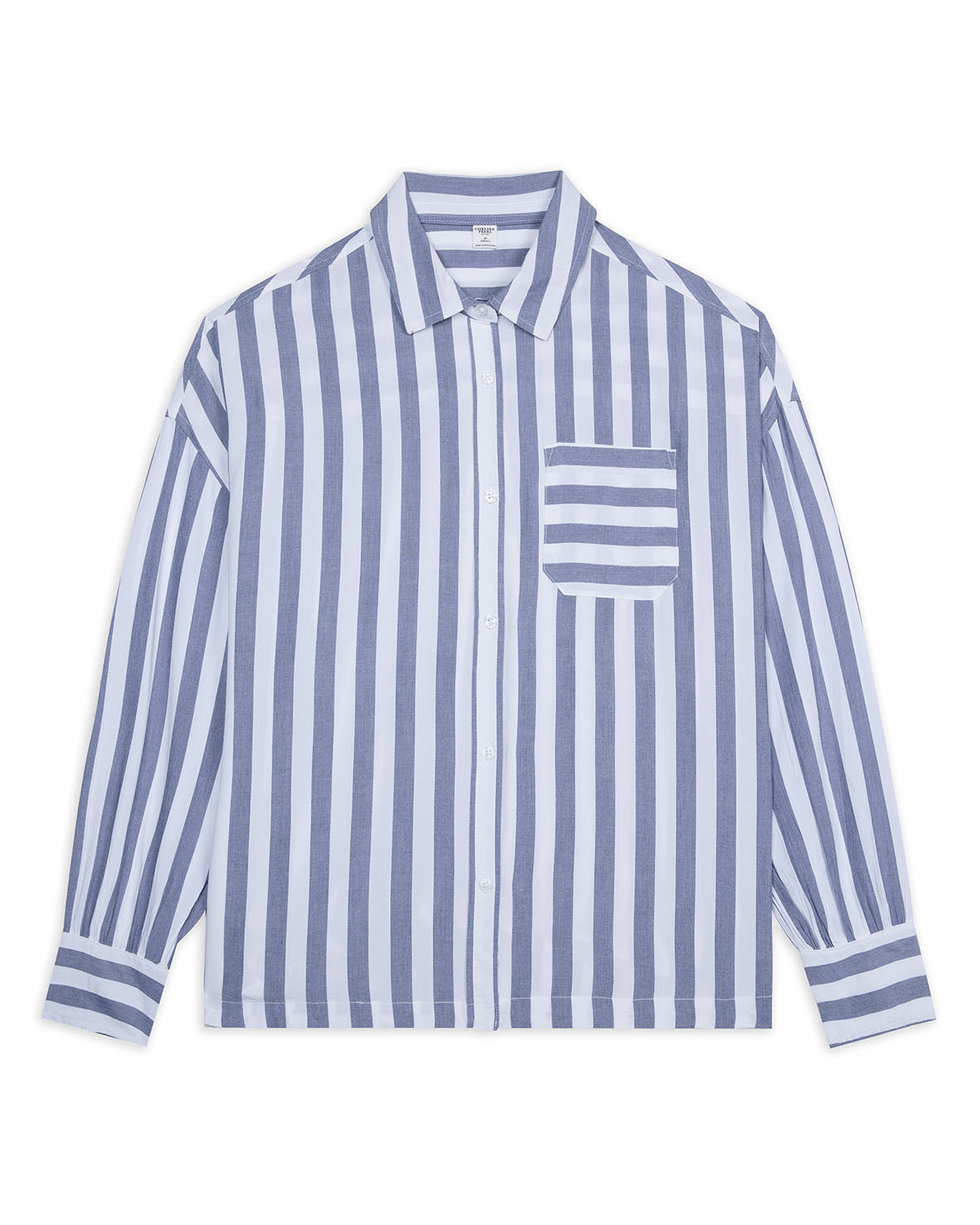 Poplin Stripe Boyfriend Shirt - Blue