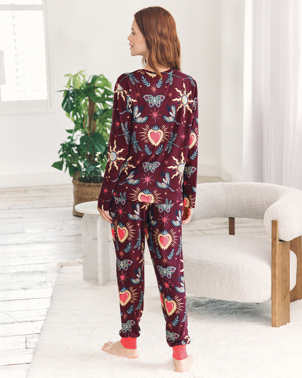 Enchanted Glade Print Crew Neck Long Pyjama Set